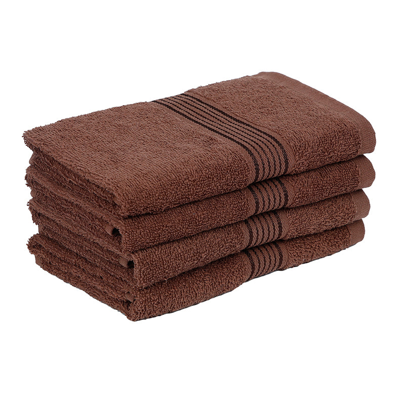 Pluma Cotton Hand & Face Towel (Brown) - Set Of Four media 4