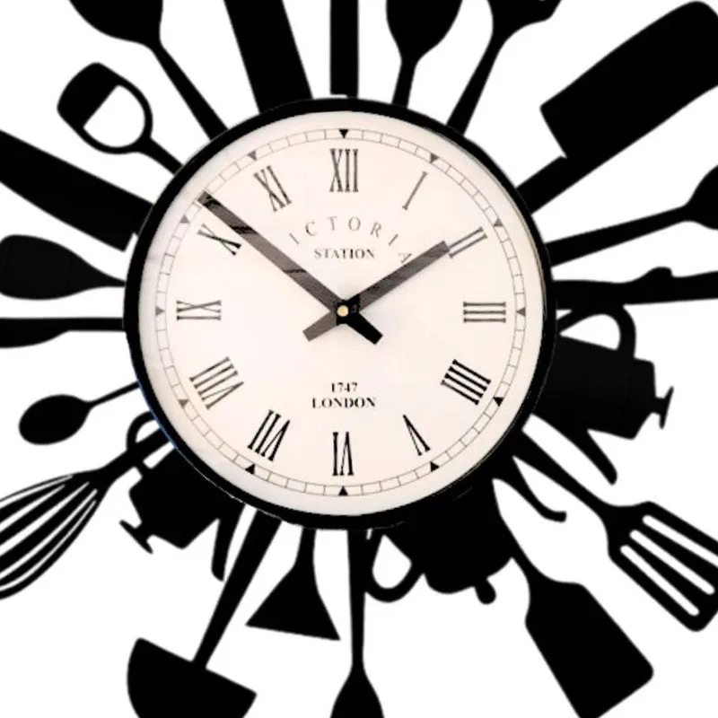Culinora Steel Analog Wall Clock - Black media 5