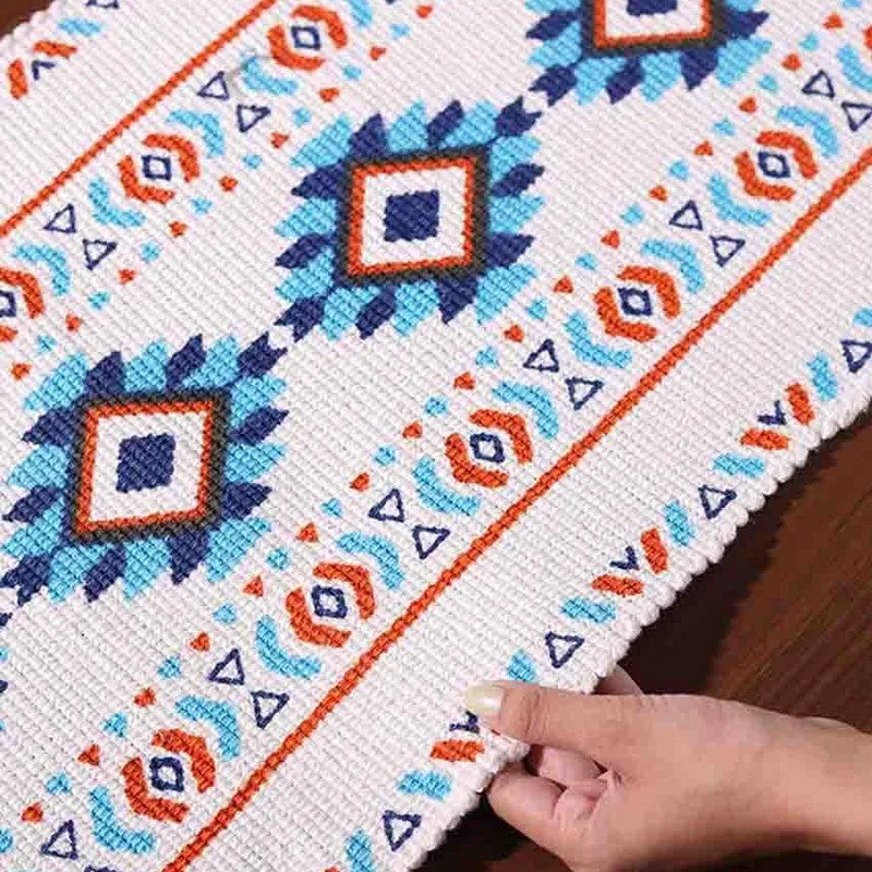 Aztec Handloom Tasseled Cotton Table Runner media 4