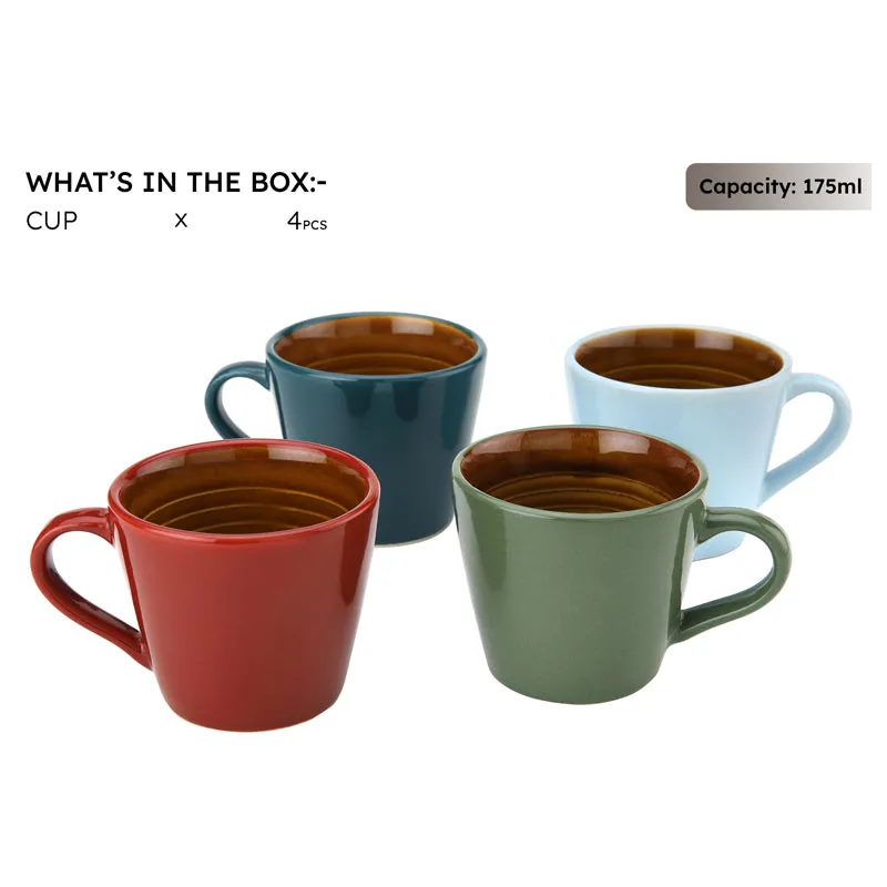 Karvaa Ceramic Tea Cup (175 mL Each)/Multicolor)- Set of Four media 5