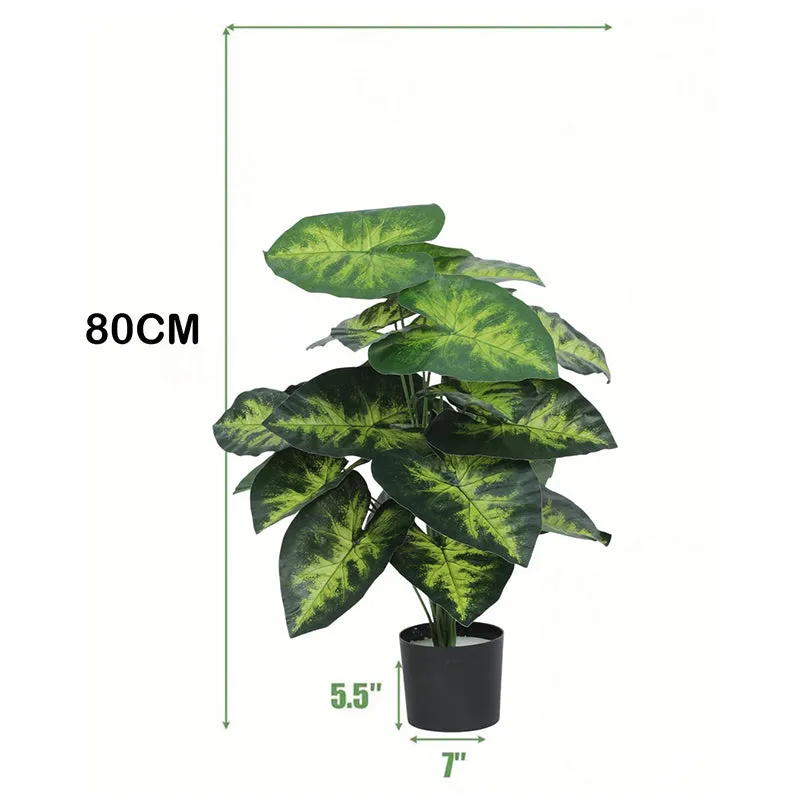 Leaflet Artificial Plant With Black Plastic Pot - 2.6 Feet media 6