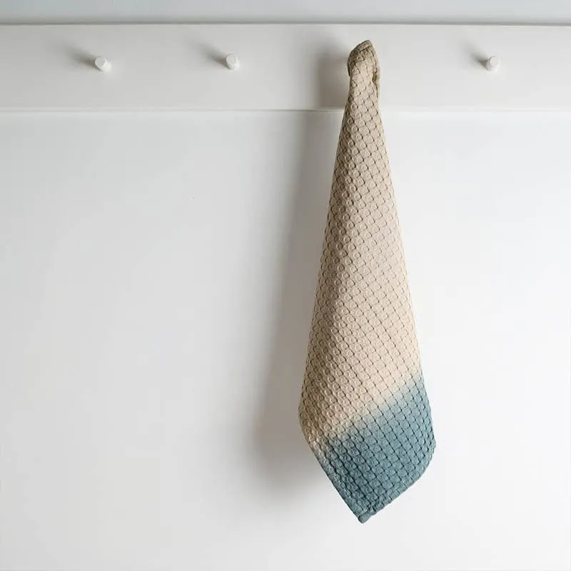 Ninon Dipdye Textured Waffle Hand Towel (Beige & Ash) - Set Of Two media 1