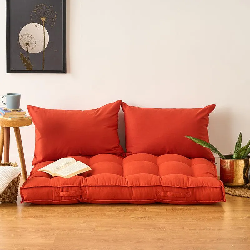 Plushport Solid Cotton Floor Cushion - Orange media 1