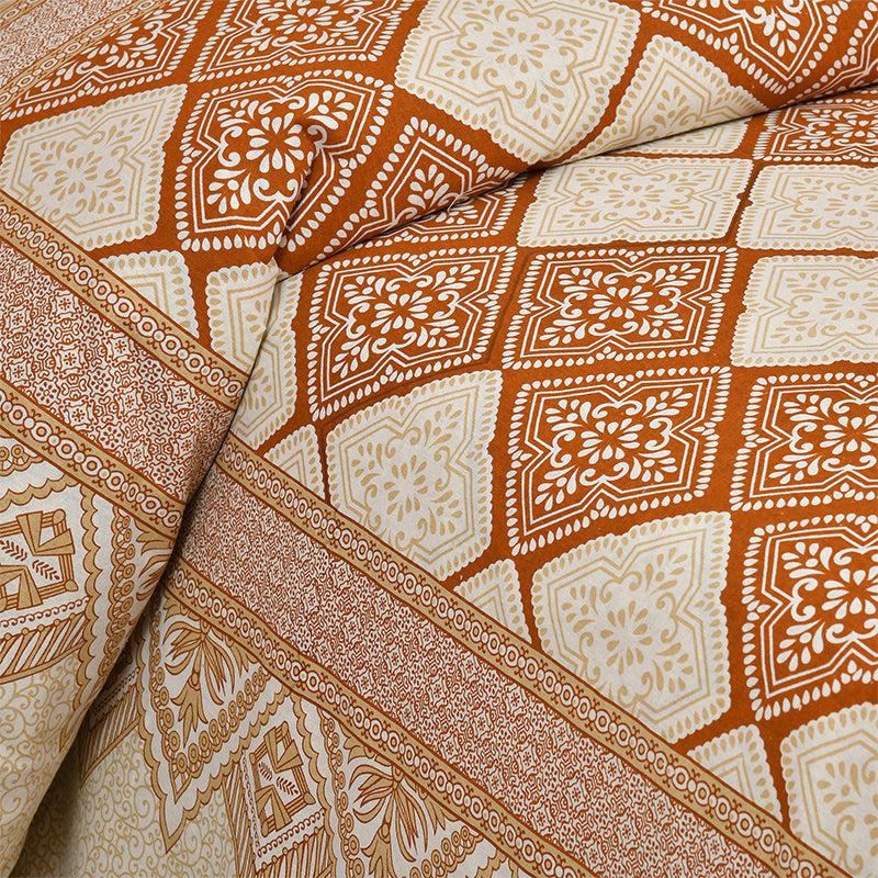 Shadh Geomatric Cotton Bedsheet (Brown) - 180 TC media 3
