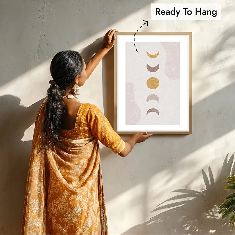 Mauve Equilibrium Canvas Wall Painting With Brown Frame media 7