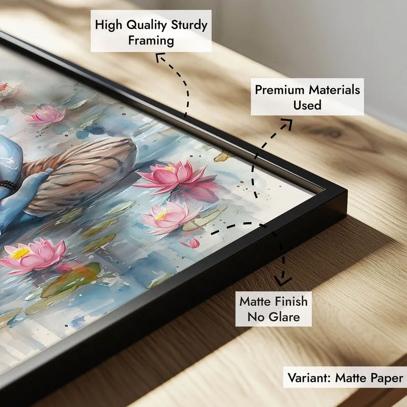 Adiyogi Shankara Spiritual Archival Paper Wall Painting With Frame - Black media 7