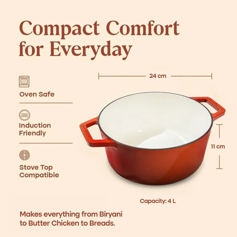 Cumin Co Enamel Cast Iron Cooking Pot (4000 mL) - Rust media 8