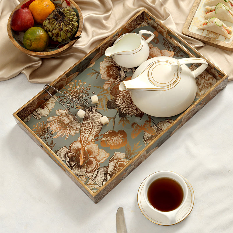 Golden Fleur Enamel Coated Serving Tray