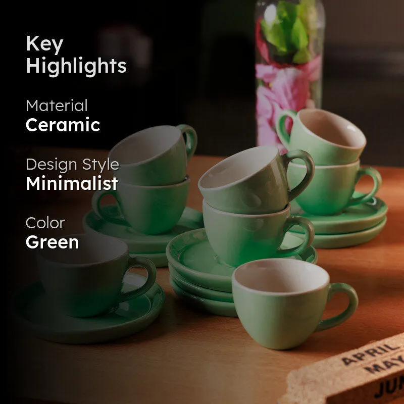 Blush & Brew Cup &Saucer (Mint/100 mL) - Sixteen Piece Set media 2