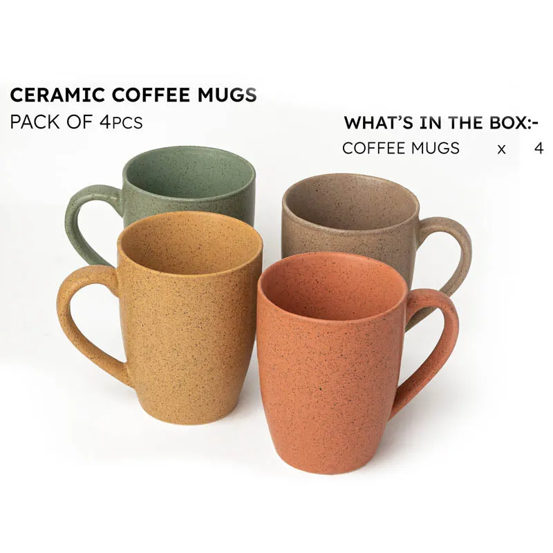 Sip & Style Ceramic Coffee Mug (Multicolor/300 mL Each) - Set Of Four media 4