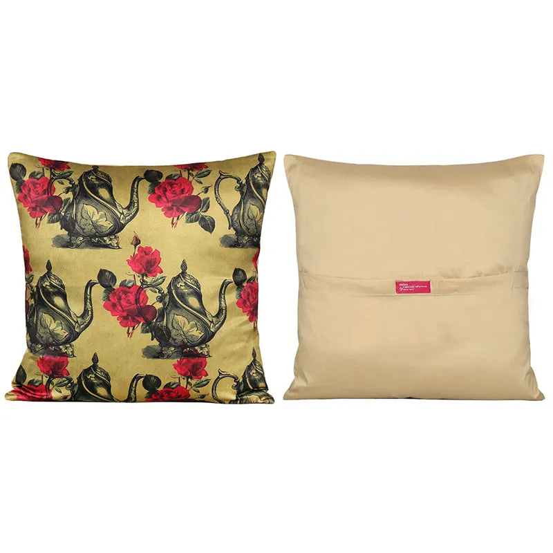 India Circus Botanical High Tea Printed Satin Cushion Cover - Set Of Five media 4