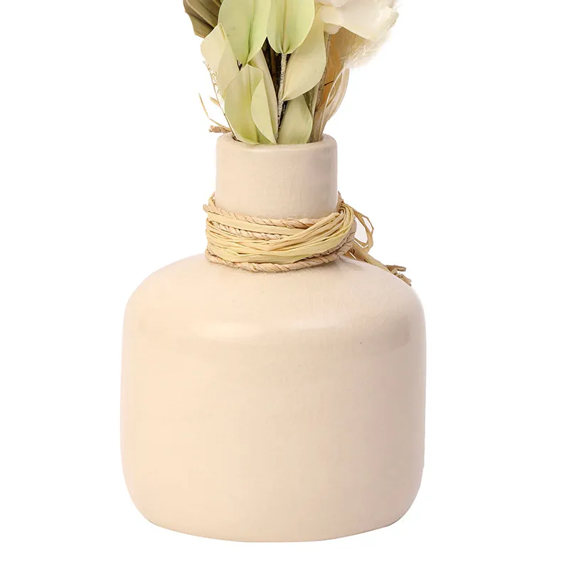 Buttercup Roses Artificial Flower With Ceramic Vase - 4