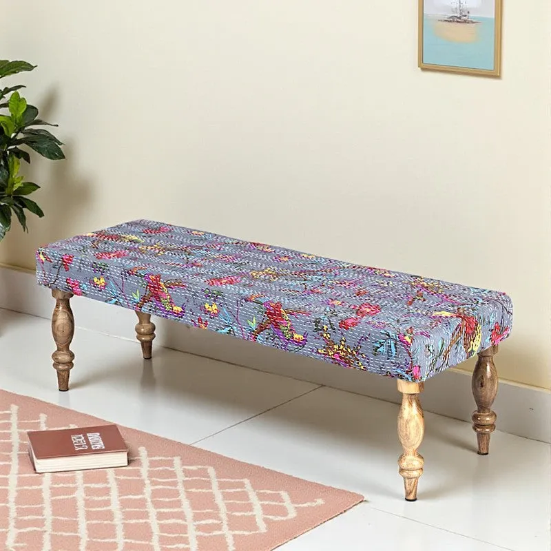 Averon Sheesham Wooden Bench - Grey media 1