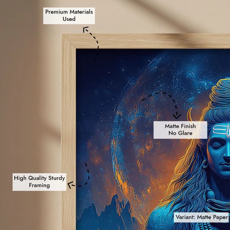 Peaceful Mahadev Meditating I Archival Paper Wall Art - Natural Brown Frame media 6