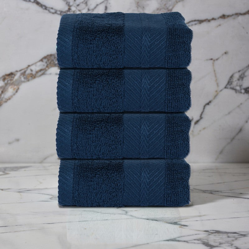 PlushAura Cotton Face Towel (Dark Blue) - Set Of Four media 3