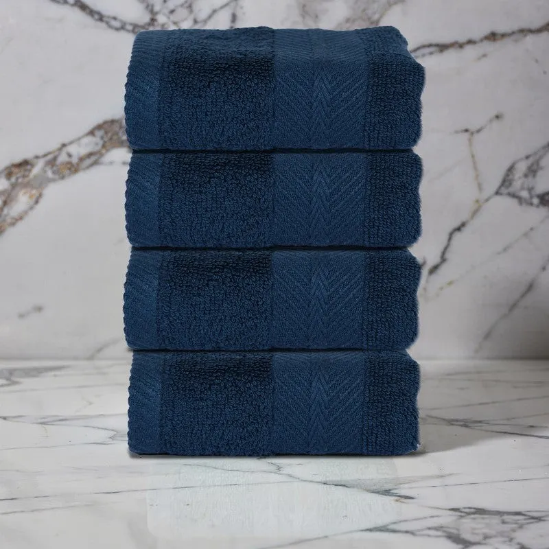 PlushAura Cotton Face Towel (Dark Blue) - Set Of Four media 3