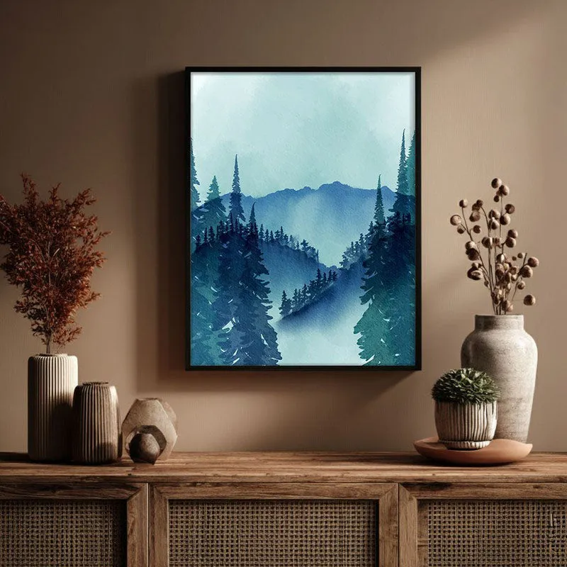 Foggy Forest Archival Paper Wall Art With Frame media 3