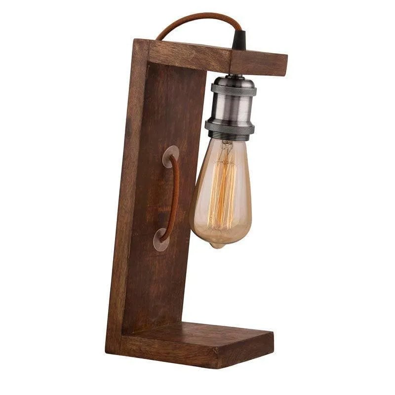 RusticAura Wooden Table Lamp media 4