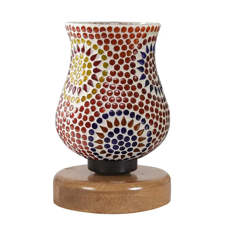 Lumvira Mosaic Glass Table Lamp With Wooden Base - Multicolor media 5