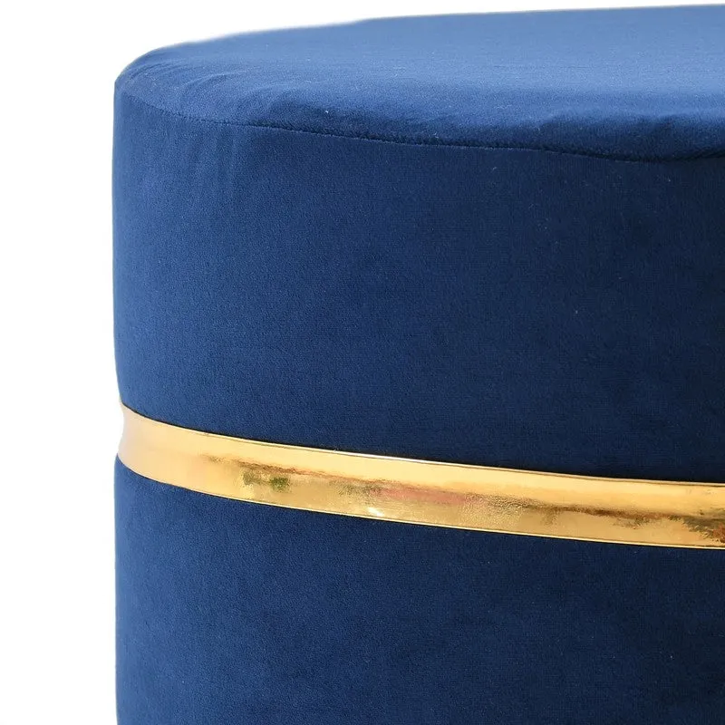 Classic Solid Velvet Ottoman - Blue media 4