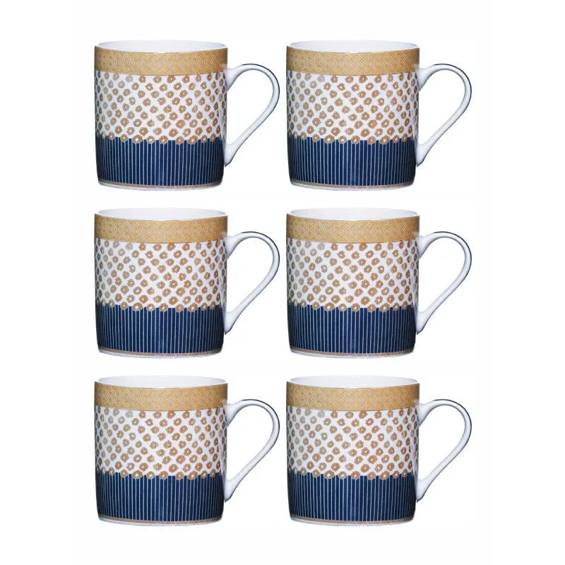 Sonaki Giselle Charm Bone China Tea Cup Gold & Blue (210 mL Each) - Set Of Six media 3
