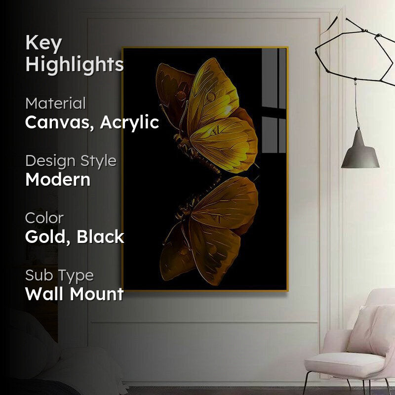 Chrysalis Kiss Modern Canvas Wall Art With Frame - Gold media 2