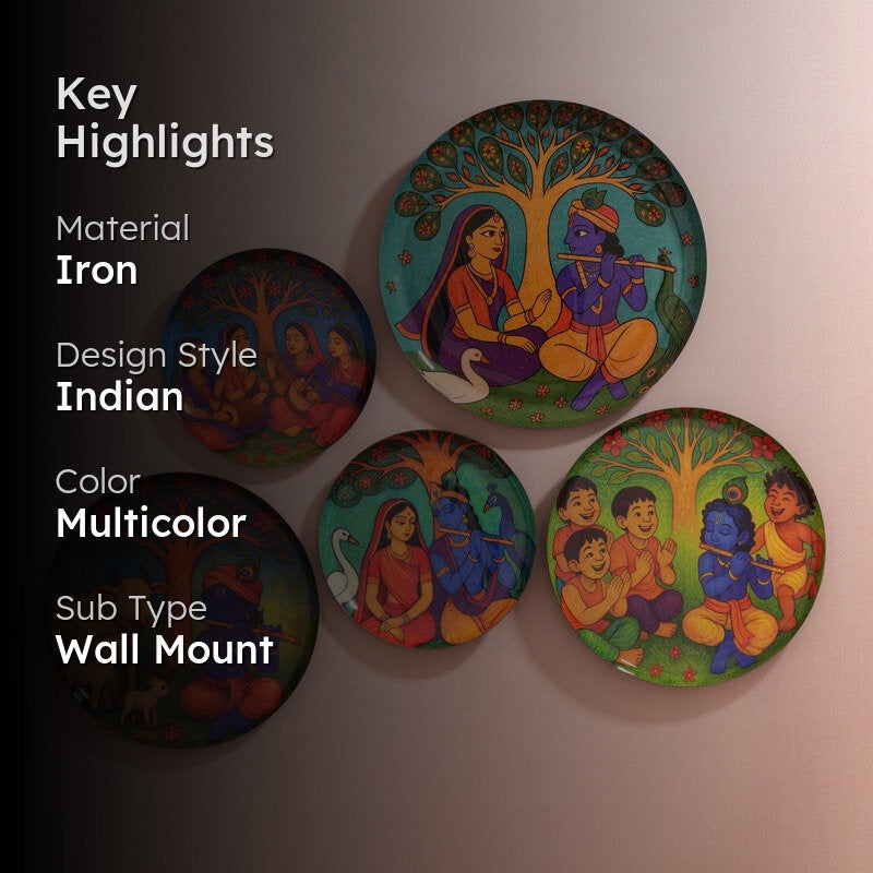 Shyam Leela Wall Plates - Set of Five media 2