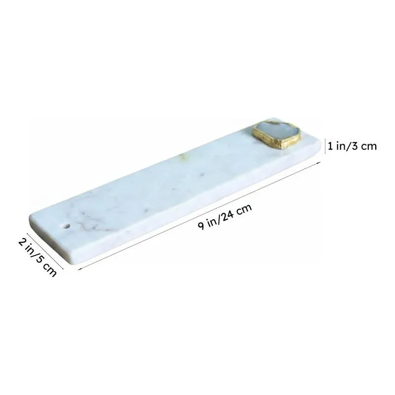 Nima Marble Incense Holder With Agate Plating - White media 6