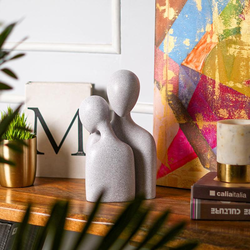 Embrace Of Two Abstract Painted Resin Showpiece (White) - Set Of Two media 6