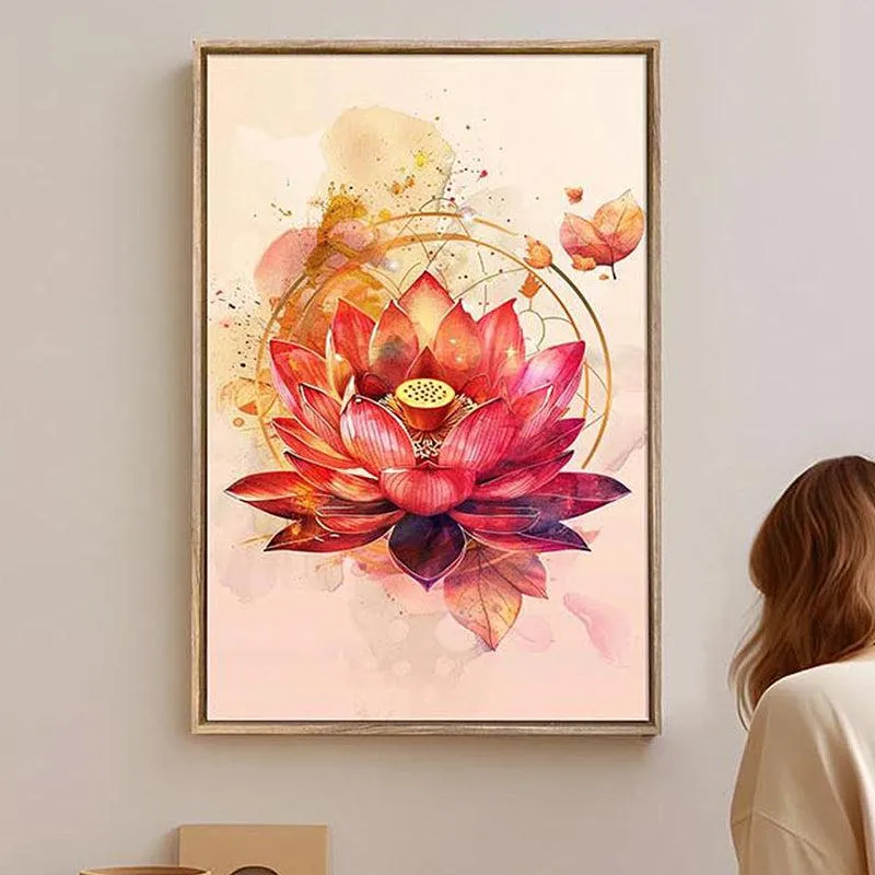 Cosmic Kamalam Canvas Traditional Wall Art With Frame media 4