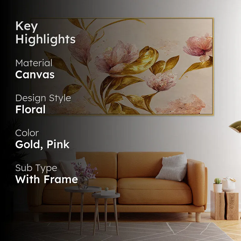 Lida Golden Floral Wall Painting media 2