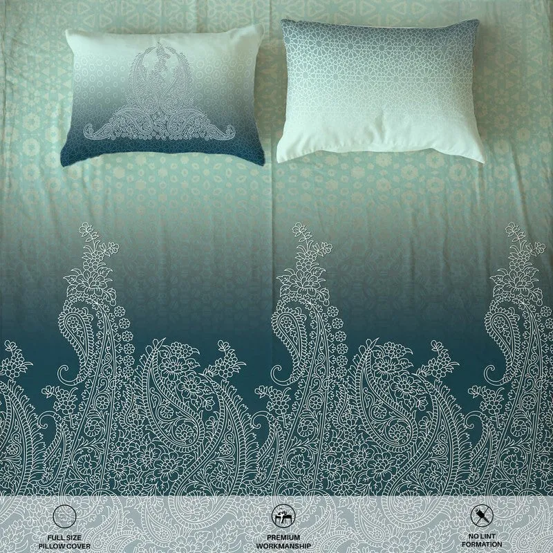 Urban Space Mrinal Calm Fitted Cotton Bedsheet (Blue) - 300 TC media 6