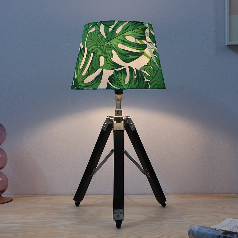 Kaizen Fold Printed Tripod Mango Wood Table Lamp - Green,White,Black