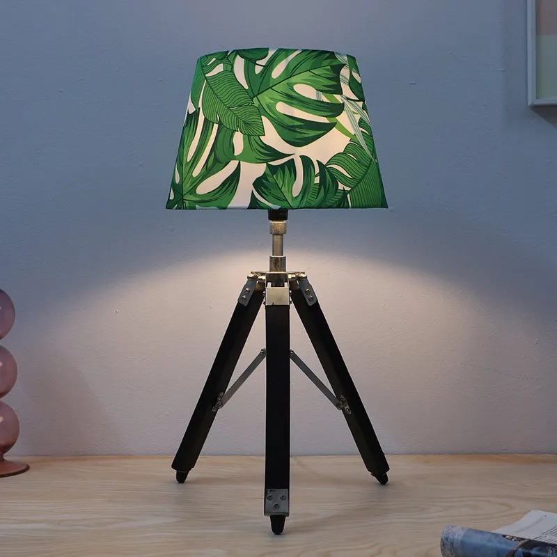 Kaizen Fold Printed Tripod Mango Wood Table Lamp - Green,White,Black media 1