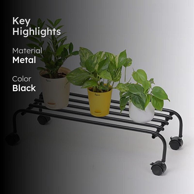 The Willow Loft Metal Plant Stand With Wheels - Set Of Two media 2