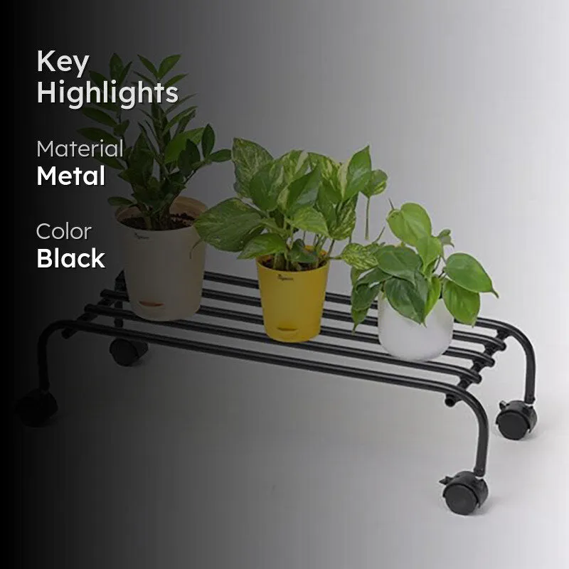 The Willow Loft Metal Plant Stand With Wheels - Set Of Two media 2