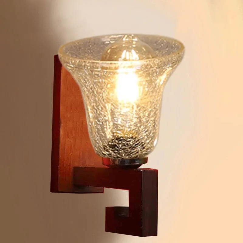 Crystal Flare Walnut Base Glass Wall Lamp media 5
