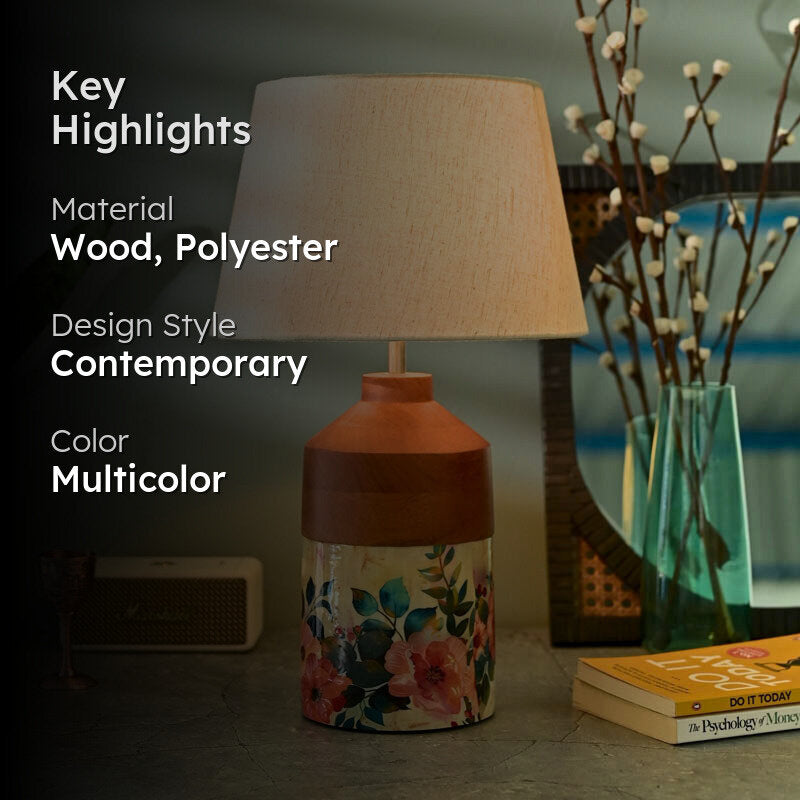 Gardenia Bloom Wooden Table Lamp - Multicolor media 2