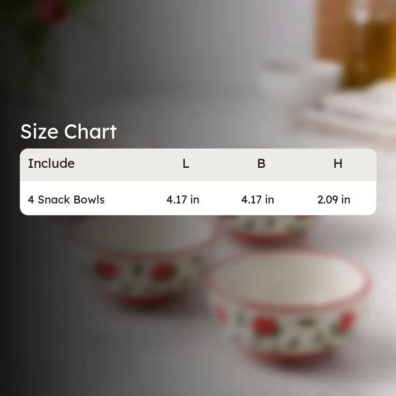 Urban Ceramic Snack Bowls (Red,White, 180 mL Each) - Set Of Four media 6