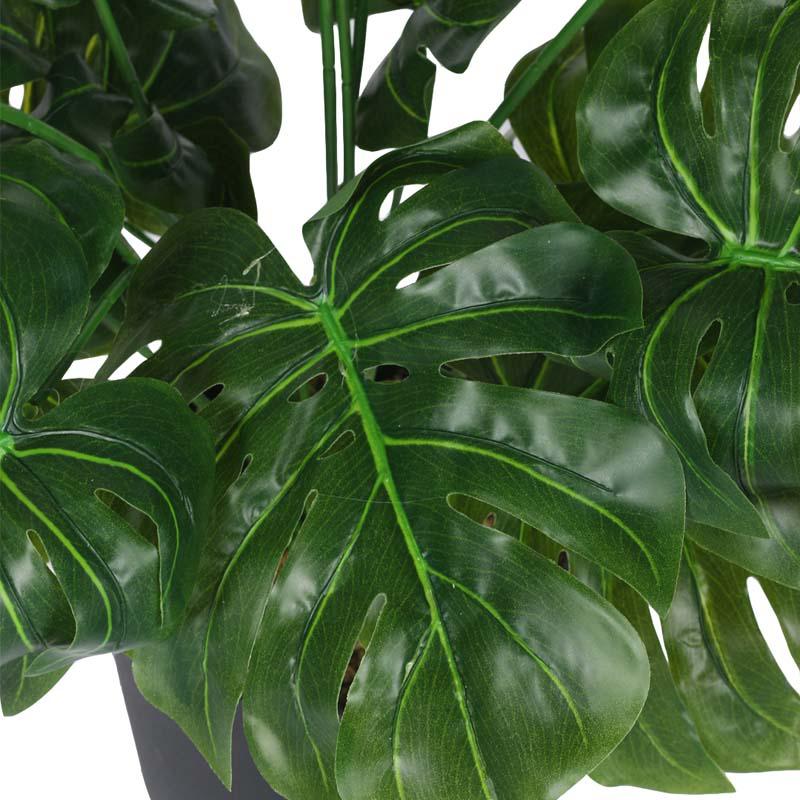 Faux Lush Monstera  Plant With Black Plastic Pot - 2.3 Feet media 5