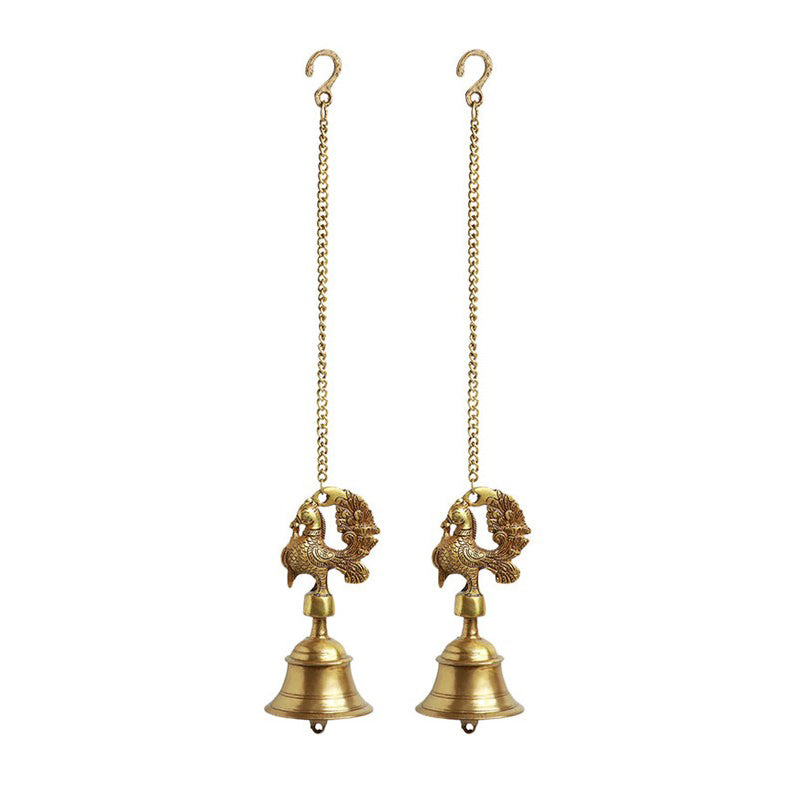 Mayura Kala Hand-Etched Brass Hanging Bell - Set Of Two media 3