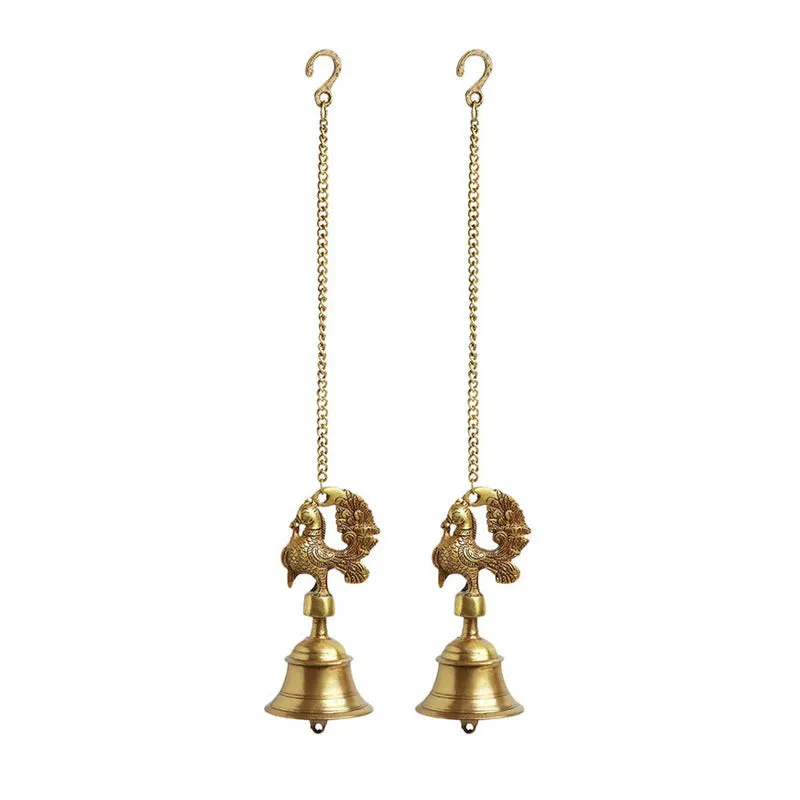 Mayura Kala Hand-Etched Brass Hanging Bell - Set Of Two media 3