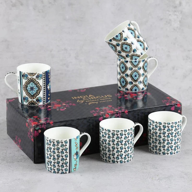 India Circus Sketch Pattern Tea Cups (220 mL Each) - Set Of Six media 9