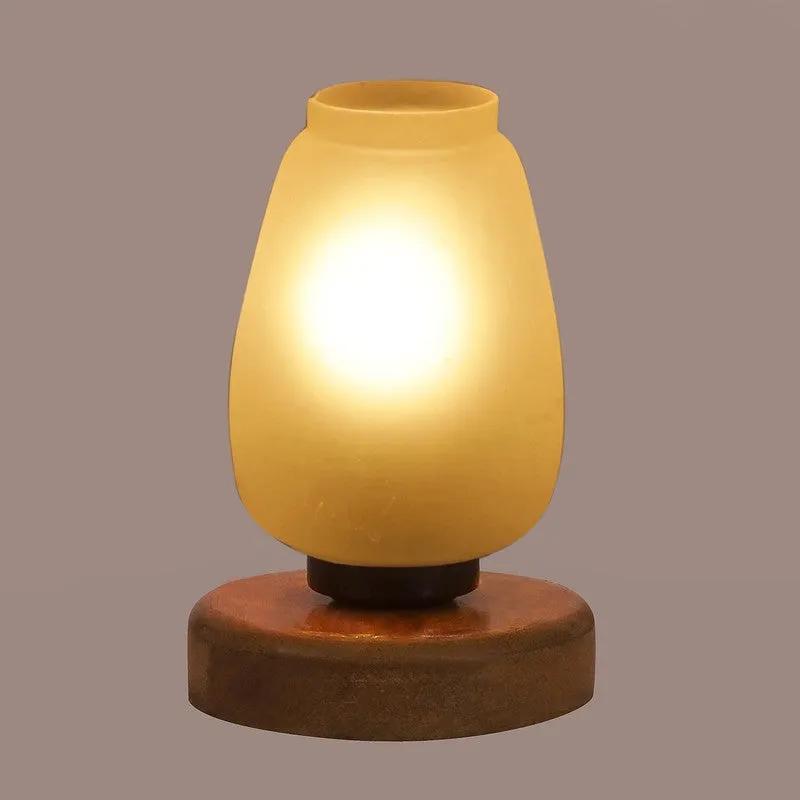 Skylyn Glass Table Lamp With Wooden Base - White media 7