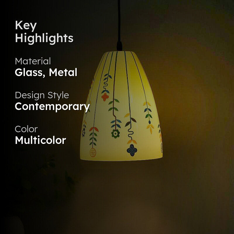 Flora Float Hand Painted Glass Ceiling Lamp media 2