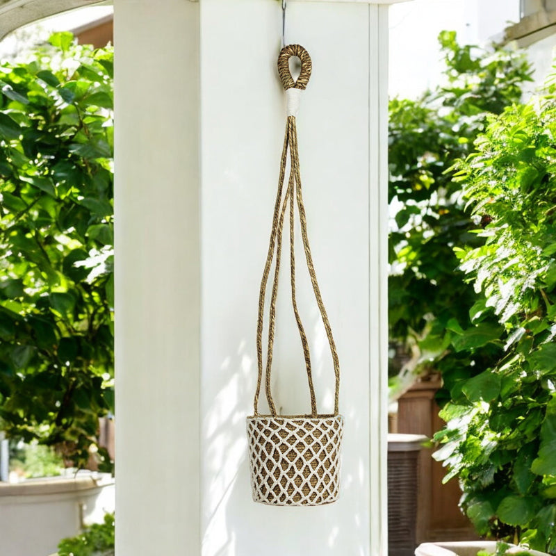 Tantaa Sea Grass Hanging Planter - White