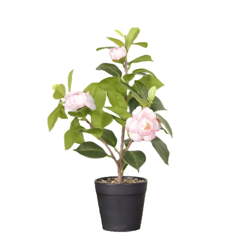 Artificial Pink Flower Plant With Black Fiber Pot - 1.2 Feet media 4