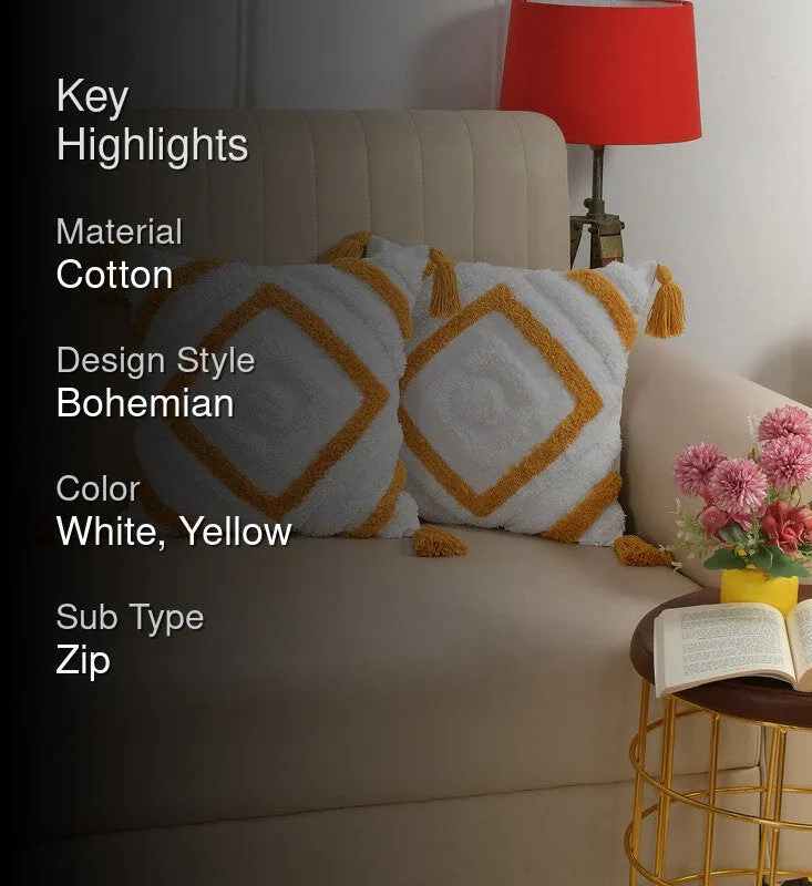 Kasper Chroma Tufted Cushion Cover (Yellow) - Set Of Two media 2