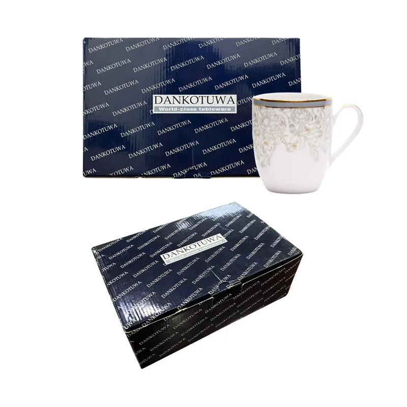 Gilded Iris Coupe 24k Gold Brushed Porcelain Coffee Mug(280 mL Each/Grey) - Set Of Six media 7