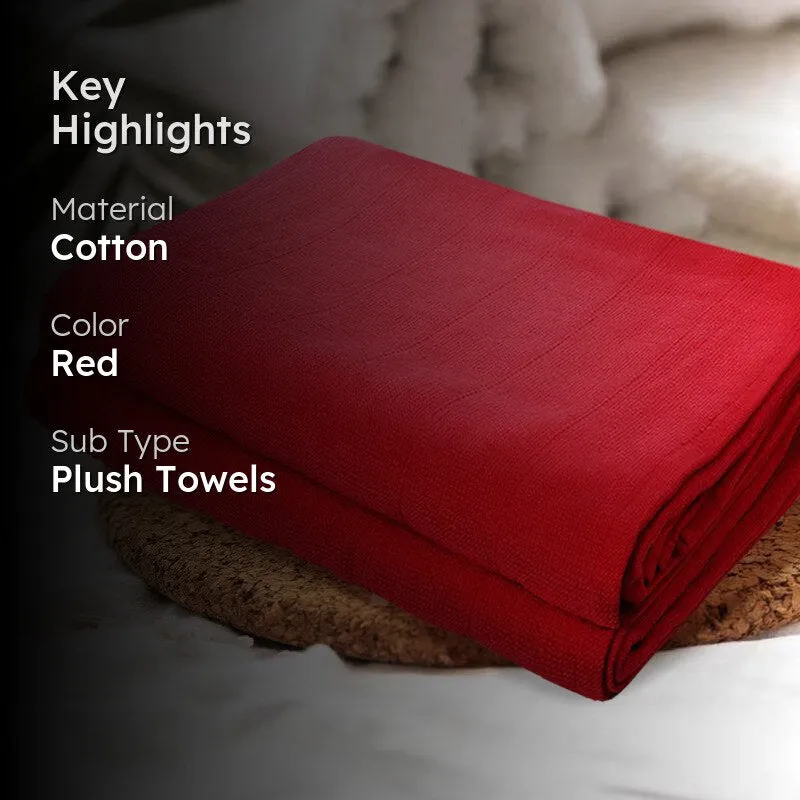 Sarda Bath Towel (Red) - Set Of Two media 2